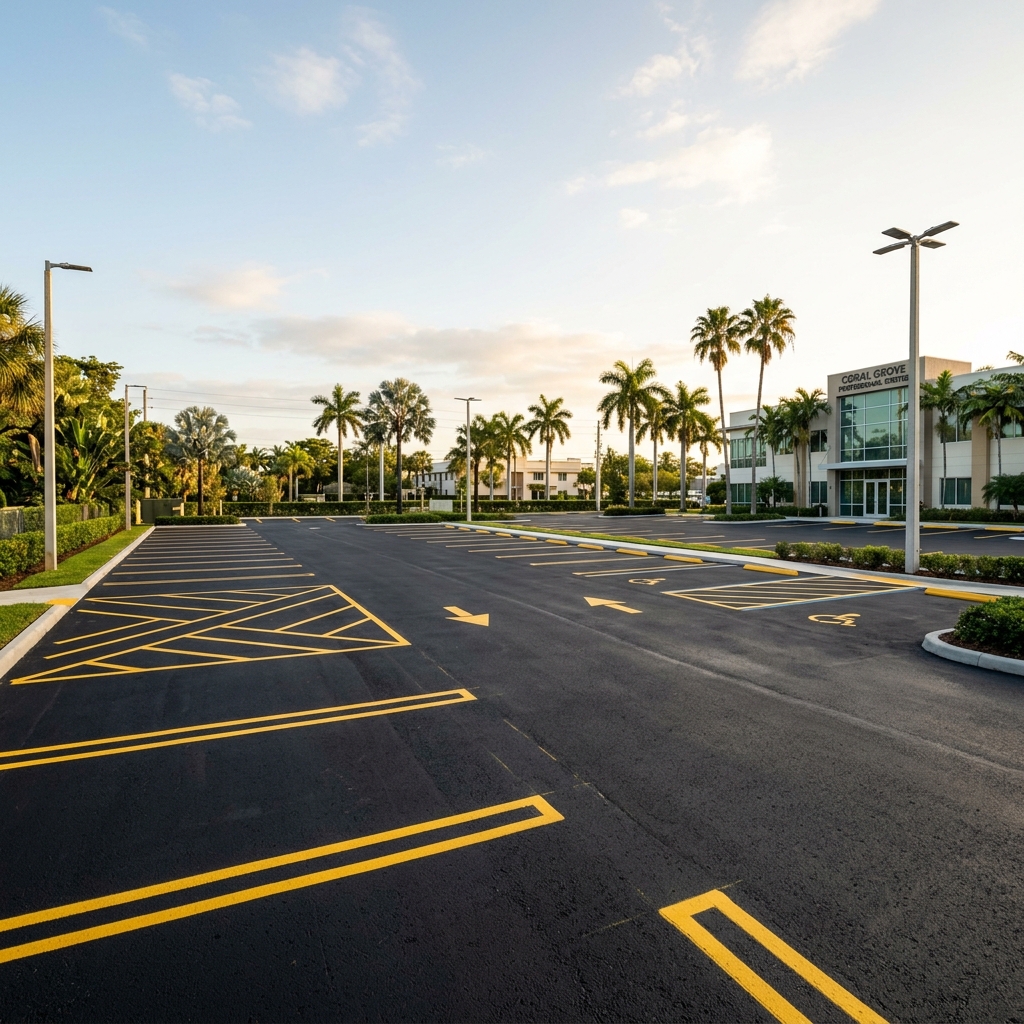 Commercial asphalt repair near Mizner Park in Boca Raton